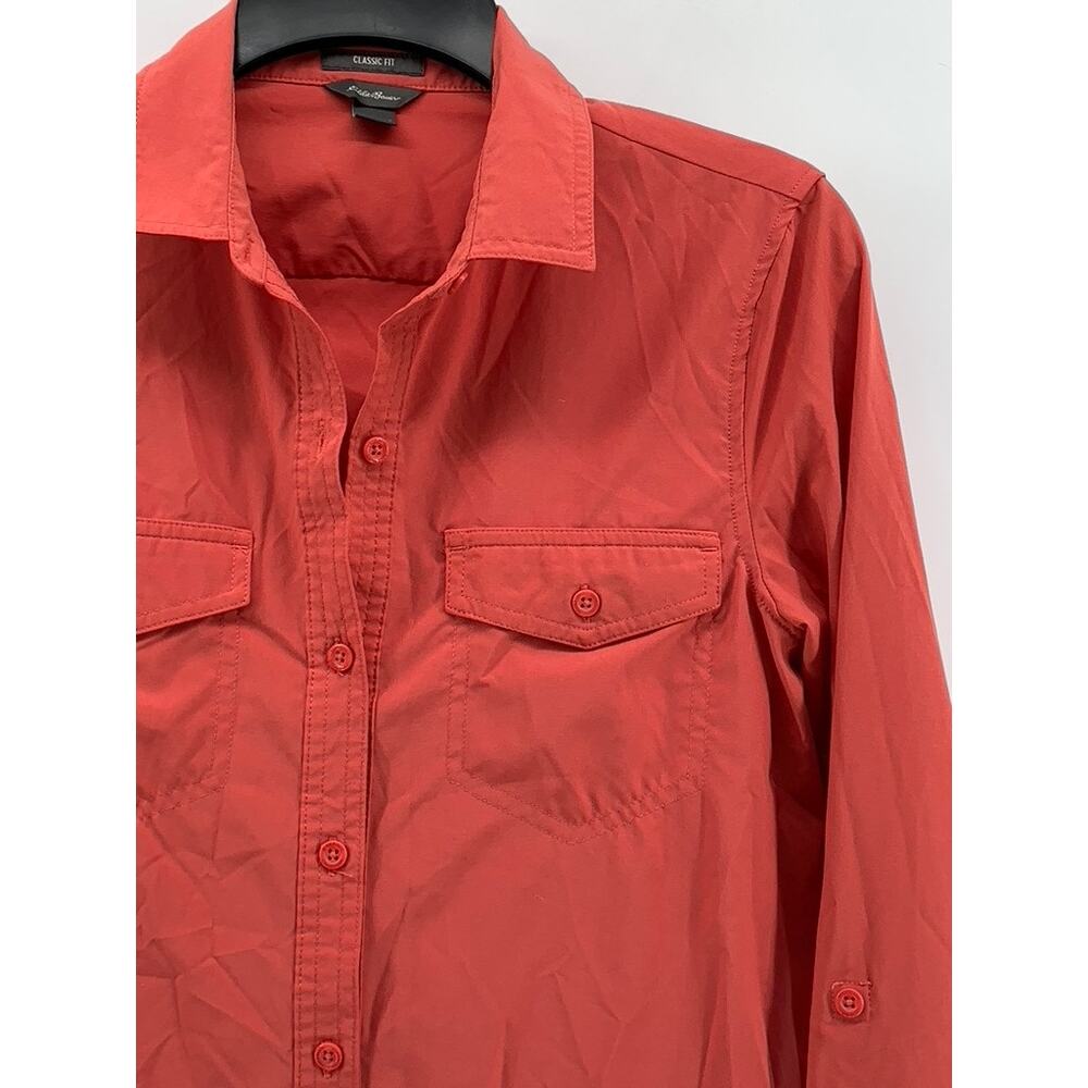 EDDIE BAUER Women's Red Classic-Fit Button-Up Long Sleeve Top SZ S - Picture 6 of 10